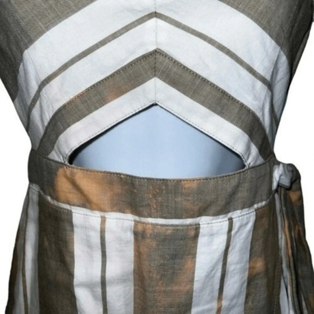 EXPRESS Cut Out  Stripe Color Splashed Faux Wrap Cotton Midi Dress NWOT Size 0 - Picture 4 of 9